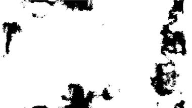 Grunge üst üste biniyor. Soyut siyah-beyaz vektör arkaplanı. Çatlak, leke ve noktalarda kirli desenli tek renkli klasik yüzey. Karanlık korku tarzında eski bir duvar.