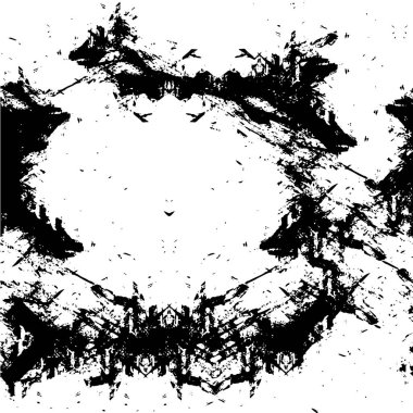 Grunge üst üste biniyor. Soyut siyah-beyaz vektör arkaplanı. Çatlak, leke ve noktalarda kirli desenli tek renkli klasik yüzey. Karanlık korku tarzında eski bir duvar.