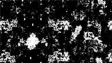 Grunge üst üste biniyor. Soyut siyah-beyaz vektör arkaplanı. Çatlak, leke ve noktalarda kirli desenli tek renkli klasik yüzey. Karanlık korku tarzında eski bir duvar.