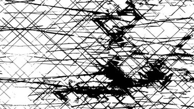 Grunge üst üste biniyor. Soyut siyah-beyaz vektör arkaplanı. Çatlak, leke ve noktalarda kirli desenli tek renkli klasik yüzey. Karanlık korku tarzında eski bir duvar.