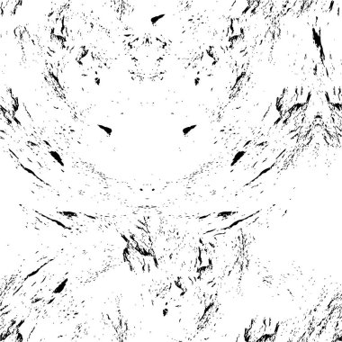 Grunge üst üste biniyor. Soyut siyah-beyaz vektör arkaplanı. Çatlak, leke ve noktalarda kirli desenli tek renkli klasik yüzey. Karanlık korku tarzında eski bir duvar.