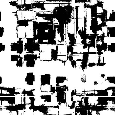 Grunge üst üste biniyor. Soyut siyah-beyaz vektör arkaplanı. Çatlak, leke ve noktalarda kirli desenli tek renkli klasik yüzey. Karanlık korku tarzında eski bir duvar.