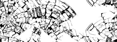 Grunge üst üste biniyor. Soyut siyah-beyaz vektör arkaplanı. Çatlak, leke ve noktalarda kirli desenli tek renkli klasik yüzey. Karanlık korku tarzında eski bir duvar.