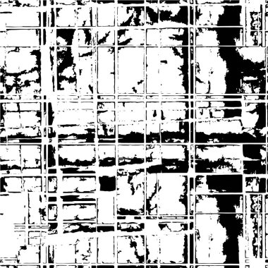 Grunge üst üste biniyor. Soyut siyah-beyaz vektör arkaplanı. Çatlak, leke ve noktalarda kirli desenli tek renkli klasik yüzey. Karanlık korku tarzında eski bir duvar.