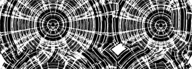 Grunge üst üste biniyor. Soyut siyah-beyaz vektör arkaplanı. Çatlak, leke ve noktalarda kirli desenli tek renkli klasik yüzey. Karanlık korku tarzında eski bir duvar.