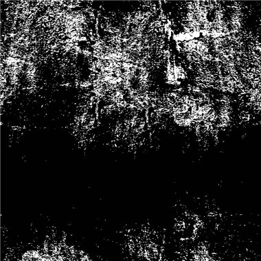 Grunge üst üste biniyor. Soyut siyah-beyaz vektör arkaplanı. Çatlak, leke ve noktalarda kirli desenli tek renkli klasik yüzey. Karanlık korku tarzında eski bir duvar.