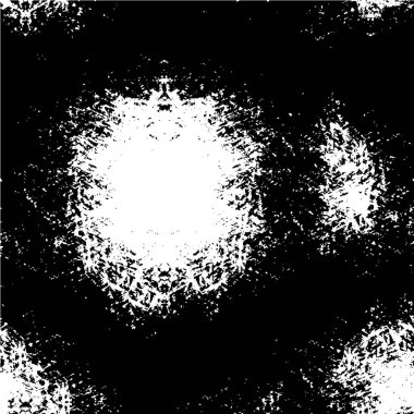 Grunge üst üste biniyor. Soyut siyah-beyaz vektör arkaplanı. Çatlak, leke ve noktalarda kirli desenli tek renkli klasik yüzey. Karanlık korku tarzında eski bir duvar.