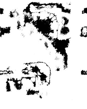 Grunge üst üste biniyor. Soyut siyah-beyaz vektör arkaplanı. Çatlak, leke ve noktalarda kirli desenli tek renkli klasik yüzey. Karanlık korku tarzında eski bir duvar.