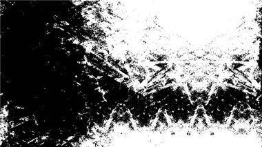Grunge üst üste biniyor. Soyut siyah-beyaz vektör arkaplanı. Çatlak, leke ve noktalarda kirli desenli tek renkli klasik yüzey. Karanlık korku tarzında eski bir duvar.