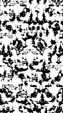 Grunge üst üste biniyor. Soyut siyah-beyaz vektör arkaplanı. Çatlak, leke ve noktalarda kirli desenli tek renkli klasik yüzey. Karanlık korku tarzında eski bir duvar.