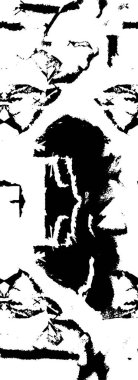 Grunge üst üste biniyor. Soyut siyah-beyaz vektör arkaplanı. Çatlak, leke ve noktalarda kirli desenli tek renkli klasik yüzey. Karanlık korku tarzında eski bir duvar.