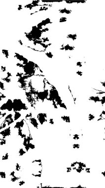 Grunge üst üste biniyor. Soyut siyah-beyaz vektör arkaplanı. Çatlak, leke ve noktalarda kirli desenli tek renkli klasik yüzey. Karanlık korku tarzında eski bir duvar.