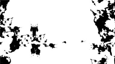 Grunge üst üste biniyor. Soyut siyah-beyaz vektör arkaplanı. Çatlak, leke ve noktalarda kirli desenli tek renkli klasik yüzey. Karanlık korku tarzında eski bir duvar.