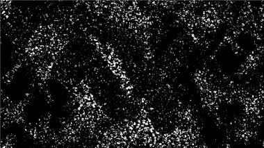 Grunge üst üste biniyor. Soyut siyah-beyaz vektör arkaplanı. Çatlak, leke ve noktalarda kirli desenli tek renkli klasik yüzey. Karanlık korku tarzında eski bir duvar.