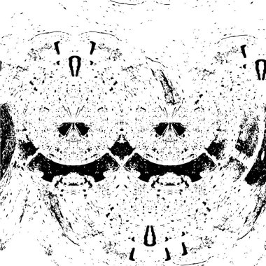 Grunge üst üste biniyor. Soyut siyah-beyaz vektör arkaplanı. Çatlak, leke ve noktalarda kirli desenli tek renkli klasik yüzey. Karanlık korku tarzında eski bir duvar.