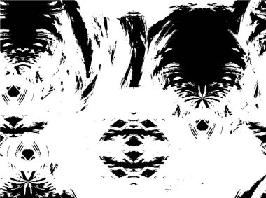 Grunge üst üste biniyor. Soyut siyah-beyaz vektör arkaplanı. Çatlak, leke ve noktalarda kirli desenli tek renkli klasik yüzey. Karanlık korku tarzında eski bir duvar.