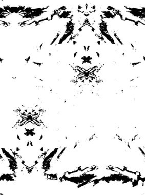 Grunge üst üste biniyor. Soyut siyah-beyaz vektör arkaplanı. Çatlak, leke ve noktalarda kirli desenli tek renkli klasik yüzey. Karanlık korku tarzında eski bir duvar.