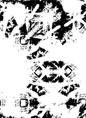 Grunge üst üste biniyor. Soyut siyah-beyaz vektör arkaplanı. Çatlak, leke ve noktalarda kirli desenli tek renkli klasik yüzey. Karanlık korku tarzında eski bir duvar.