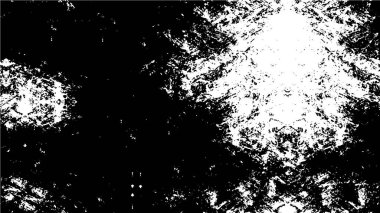 Grunge üst üste biniyor. Soyut siyah-beyaz vektör arkaplanı. Çatlak, leke ve noktalarda kirli desenli tek renkli klasik yüzey. Karanlık korku tarzında eski bir duvar.