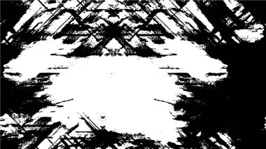Grunge üst üste biniyor. Soyut siyah-beyaz vektör arkaplanı. Çatlak, leke ve noktalarda kirli desenli tek renkli klasik yüzey. Karanlık korku tarzında eski bir duvar.