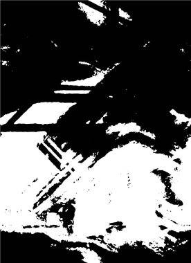 Grunge üst üste biniyor. Soyut siyah-beyaz vektör arkaplanı. Çatlak, leke ve noktalarda kirli desenli tek renkli klasik yüzey. Karanlık korku tarzında eski bir duvar.