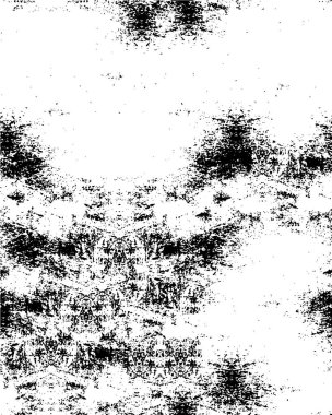 Grunge üst üste biniyor. Soyut siyah-beyaz vektör arkaplanı. Çatlak, leke ve noktalarda kirli desenli tek renkli klasik yüzey. Karanlık korku tarzında eski bir duvar.
