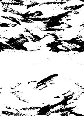 Grunge üst üste biniyor. Soyut siyah-beyaz vektör arkaplanı. Çatlak, leke ve noktalarda kirli desenli tek renkli klasik yüzey. Karanlık korku tarzında eski bir duvar.
