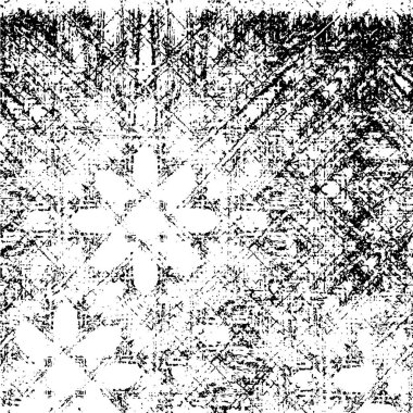 Grunge üst üste biniyor. Soyut siyah-beyaz vektör arkaplanı. Çatlak, leke ve noktalarda kirli desenli tek renkli klasik yüzey. Karanlık korku tarzında eski bir duvar.