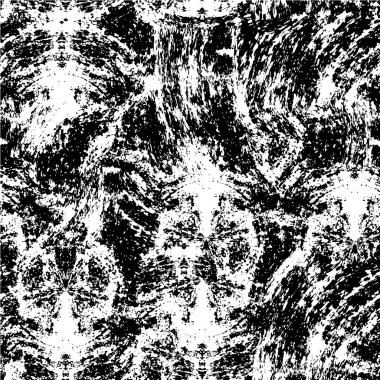 Grunge üst üste biniyor. Soyut siyah-beyaz vektör arkaplanı. Çatlak, leke ve noktalarda kirli desenli tek renkli klasik yüzey. Karanlık korku tarzında eski bir duvar.