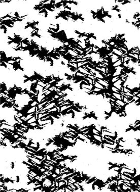 Grunge üst üste biniyor. Soyut siyah-beyaz vektör arkaplanı. Çatlak, leke ve noktalarda kirli desenli tek renkli klasik yüzey. Karanlık korku tarzında eski bir duvar.