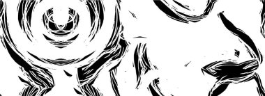 Grunge üst üste biniyor. Soyut siyah-beyaz vektör arkaplanı. Çatlak, leke ve noktalarda kirli desenli tek renkli klasik yüzey. Karanlık korku tarzında eski bir duvar.