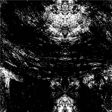 Grunge üst üste biniyor. Soyut siyah-beyaz vektör arkaplanı. Çatlak, leke ve noktalarda kirli desenli tek renkli klasik yüzey. Karanlık korku tarzında eski bir duvar.