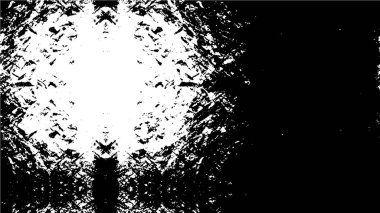 Grunge üst üste biniyor. Soyut siyah-beyaz vektör arkaplanı. Çatlak, leke ve noktalarda kirli desenli tek renkli klasik yüzey. Karanlık korku tarzında eski bir duvar.