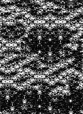 Grunge üst üste biniyor. Soyut siyah-beyaz vektör arkaplanı. Çatlak, leke ve noktalarda kirli desenli tek renkli klasik yüzey. Karanlık korku tarzında eski bir duvar.