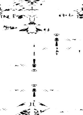 Grunge üst üste biniyor. Soyut siyah-beyaz vektör arkaplanı. Çatlak, leke ve noktalarda kirli desenli tek renkli klasik yüzey. Karanlık korku tarzında eski bir duvar.