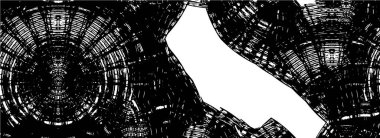 Grunge üst üste biniyor. Soyut siyah-beyaz vektör arkaplanı. Çatlak, leke ve noktalarda kirli desenli tek renkli klasik yüzey. Karanlık korku tarzında eski bir duvar.