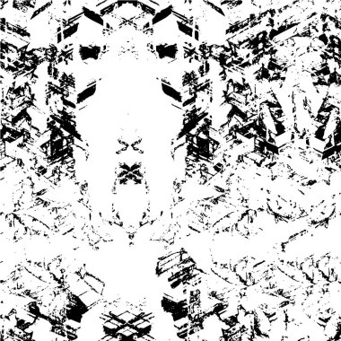 Grunge üst üste biniyor. Soyut siyah-beyaz vektör arkaplanı. Çatlak, leke ve noktalarda kirli desenli tek renkli klasik yüzey. Karanlık korku tarzında eski bir duvar.