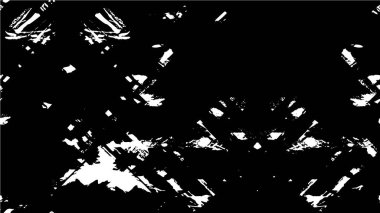 Grunge üst üste biniyor. Soyut siyah-beyaz vektör arkaplanı. Çatlak, leke ve noktalarda kirli desenli tek renkli klasik yüzey. Karanlık korku tarzında eski bir duvar.