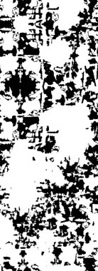 Grunge üst üste biniyor. Soyut siyah-beyaz vektör arkaplanı. Çatlak, leke ve noktalarda kirli desenli tek renkli klasik yüzey. Karanlık korku tarzında eski bir duvar.