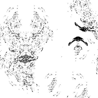 Grunge üst üste biniyor. Soyut siyah-beyaz vektör arkaplanı. Çatlak, leke ve noktalarda kirli desenli tek renkli klasik yüzey. Karanlık korku tarzında eski bir duvar.