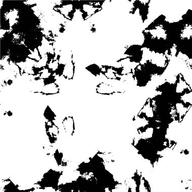 Grunge üst üste biniyor. Soyut siyah-beyaz vektör arkaplanı. Çatlak, leke ve noktalarda kirli desenli tek renkli klasik yüzey. Karanlık korku tarzında eski bir duvar.