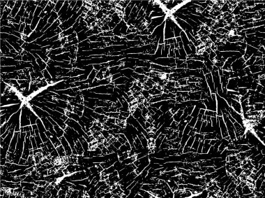 Grunge üst üste biniyor. Soyut siyah-beyaz vektör arkaplanı. Çatlak, leke ve noktalarda kirli desenli tek renkli klasik yüzey. Karanlık korku tarzında eski bir duvar.