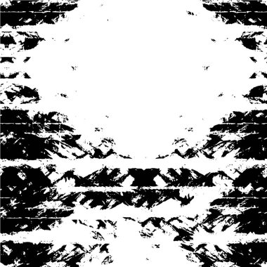 Vektör grunge dokusu. Siyah beyaz arka plan. Soyut monokrom resim koyu tonlarda solmuş bir efekt içerir