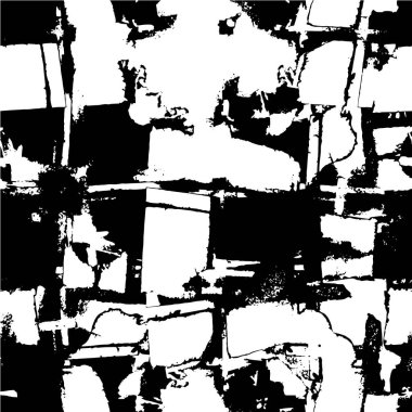 Abstract black and white vector background. Monochrome vintage surface with dirty pattern in cracks, spots, dots