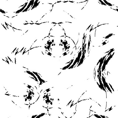 Abstract black and white vector background. Monochrome vintage surface with dirty pattern in cracks, spots, dots