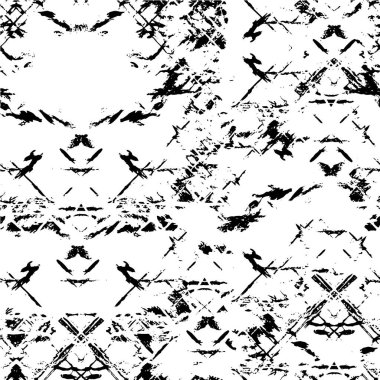 Abstract black and white vector background. Monochrome vintage surface with dirty pattern in cracks, spots, dots