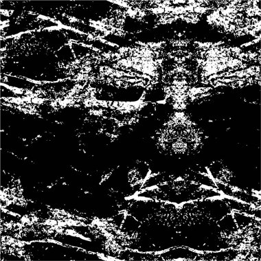 Siyah beyaz desenli, noktalı, lekeli, çizik ve çizikli sıkıntılı bir arkaplan. Soyut vektör illüstrasyonu.