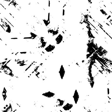 Grunge üst üste biniyor. Soyut siyah-beyaz vektör arkaplanı. Çatlaklarda, noktalarda, noktalarda kirli desenli tek renkli vintage yüzey. 