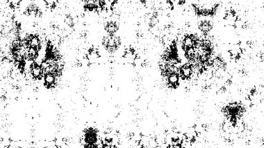 Grunge üst üste biniyor. Soyut siyah-beyaz vektör arkaplanı. Çatlaklarda, noktalarda, noktalarda kirli desenli tek renkli vintage yüzey. 