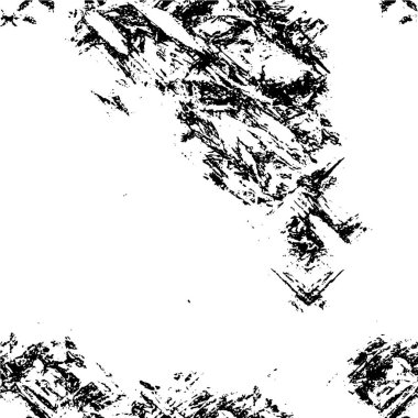 Grunge üst üste biniyor. Soyut siyah-beyaz vektör arkaplanı. Çatlaklarda, noktalarda, noktalarda kirli desenli tek renkli vintage yüzey. 